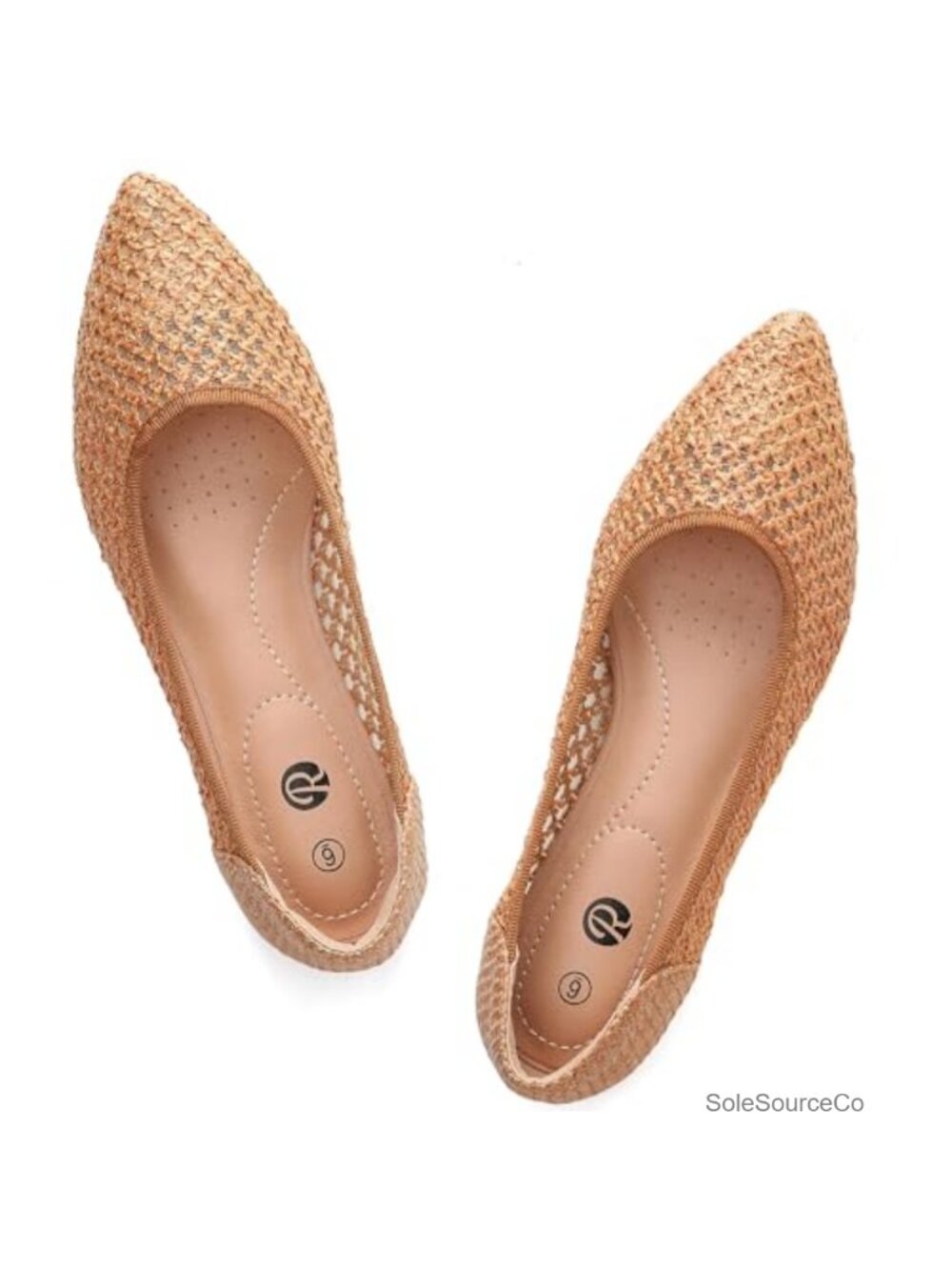 Pointed Toe Ballet Flats Breathable Mesh Slip On Comfortable Work Office
